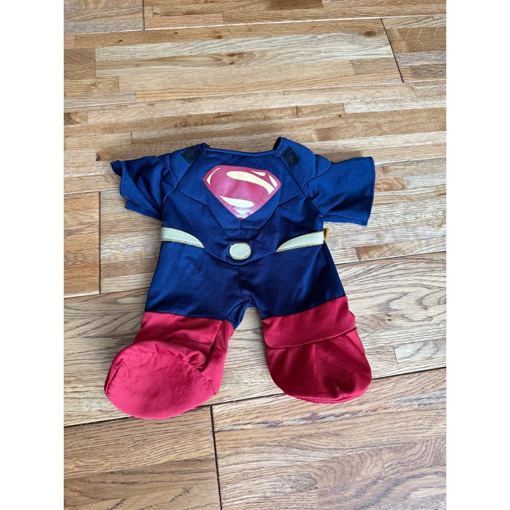 Build a Bear Superman Costume Dog Cat Jumpsuit Red Blue Cape Emblem